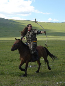 Luigi practicing Mounted Archery in Mongolia